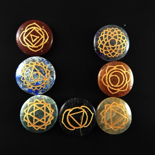 Picture of 7 Chakra Stone with 7 Chakra sign set