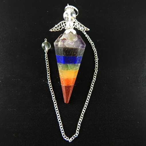 Picture of 7 Chakra Stone with Metal Chain Pendulam