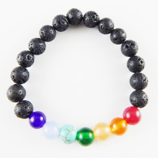 Picture of Lava Beads 7 Chakra  Bracelet