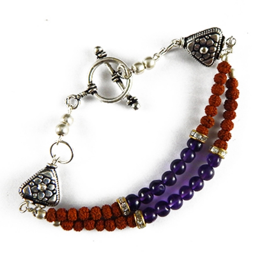 Amethyst & Rudraksha Beads Bracelet