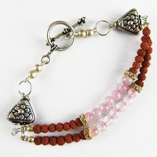 RoseQuartz & Rudraksha Beads Bracelet