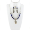 Gemstone lapis Beads silver pendant Necklace