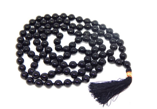 Picture of Black Onyx Mala : 108+1 Beads Knotted Mala