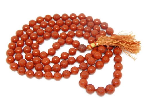 Picture of Red Jasper Mala : 108+1 Beads Knotted Mala