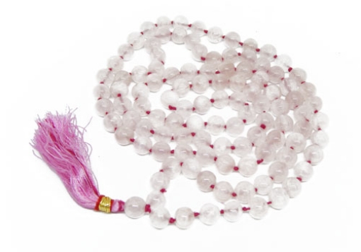 Picture of Rose Quartz Mala : 108+1 Beads Knotted Mala