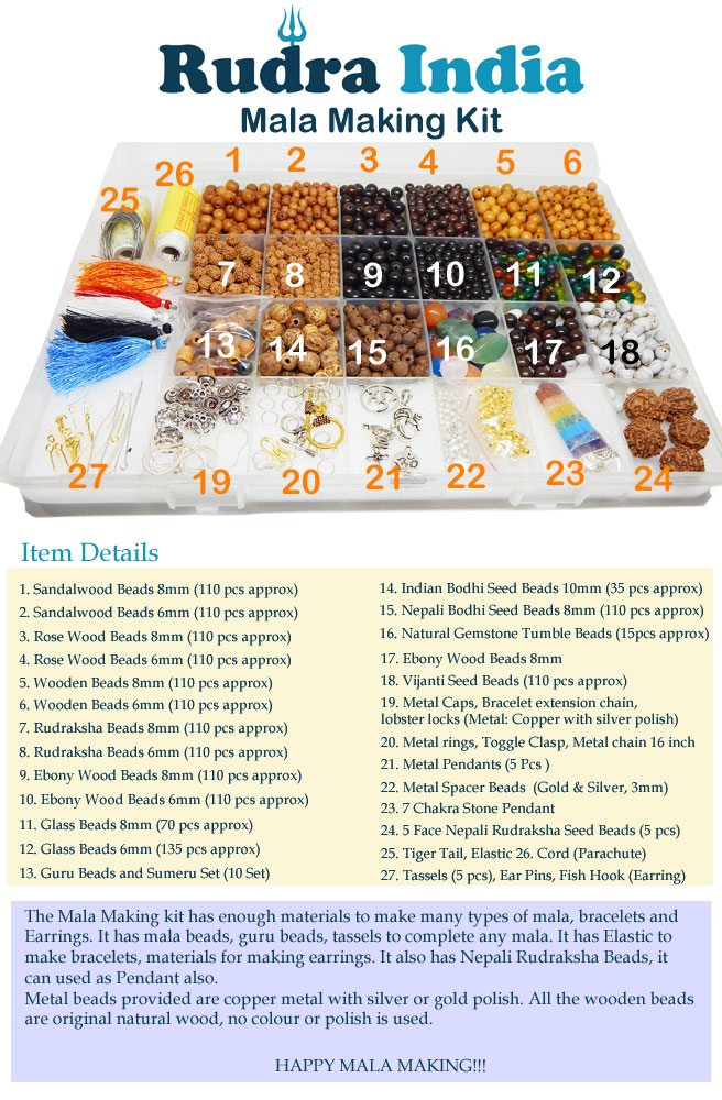 Mala Making Kit Rudra India Mala kit with more than 2000 pcs of mala