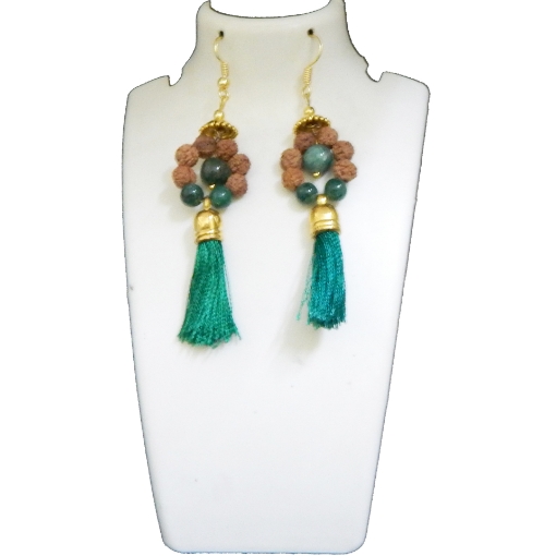 Rudraksha & Stone Beads Earring