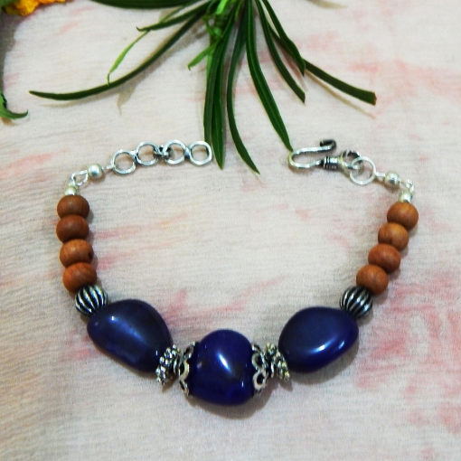 Picture of Lapis Lazuli & White Sandal Wood Bracelet
