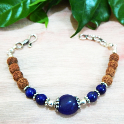 Lapis Lazuli & Rudraksha Beads Bracelet