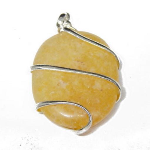 Yellow Aventurine Oval Wire Wrapped Pendant